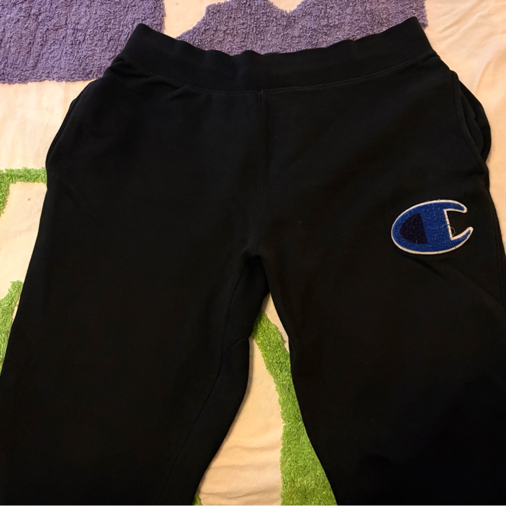 Champion Black Joggers with Blue Emblem